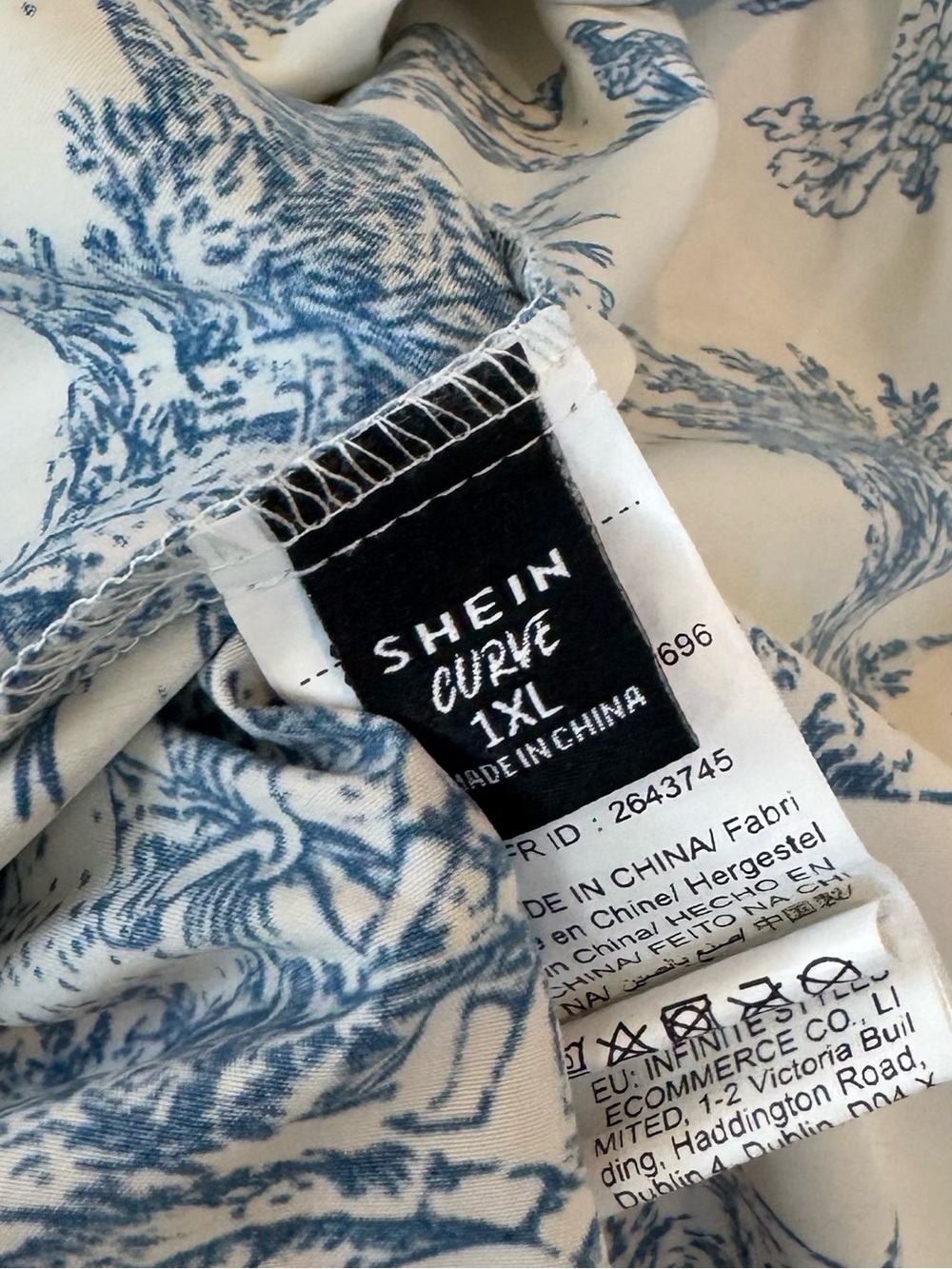 Blue Toile Tie Strap Babydoll Mini Dress Cottagecore Coquette Coastal SHEIN - Picture 5 of 8